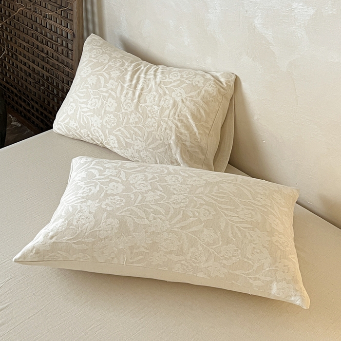 91家纺网 家纺一手货源 找家纺 乐家毛巾被（工厂自产自销） 2026新款棉麻提花四件套 棉麻-花见夏