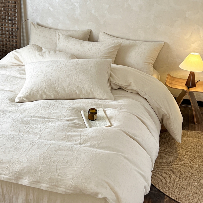 91家纺网 家纺一手货源 找家纺 乐家毛巾被（工厂自产自销） 2026新款棉麻提花四件套 棉麻-花枝