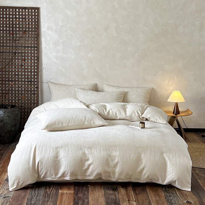 91家纺网 家纺一手货源 找家纺 乐家毛巾被（工厂自产自销） 2026新款棉麻提花四件套 棉麻-花枝