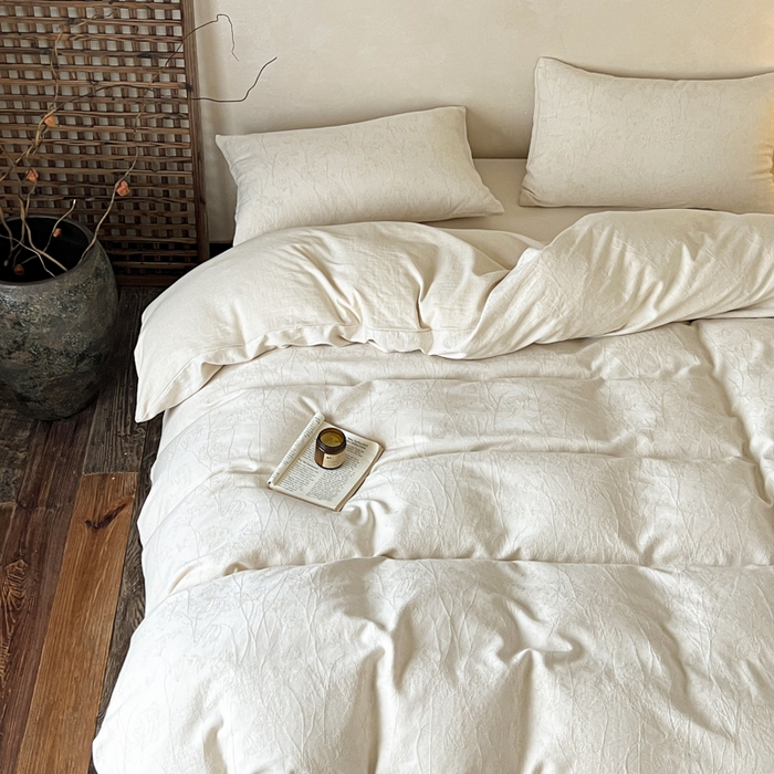 91家纺网 家纺一手货源 找家纺 乐家毛巾被（工厂自产自销） 2026新款棉麻提花四件套 棉麻-花枝