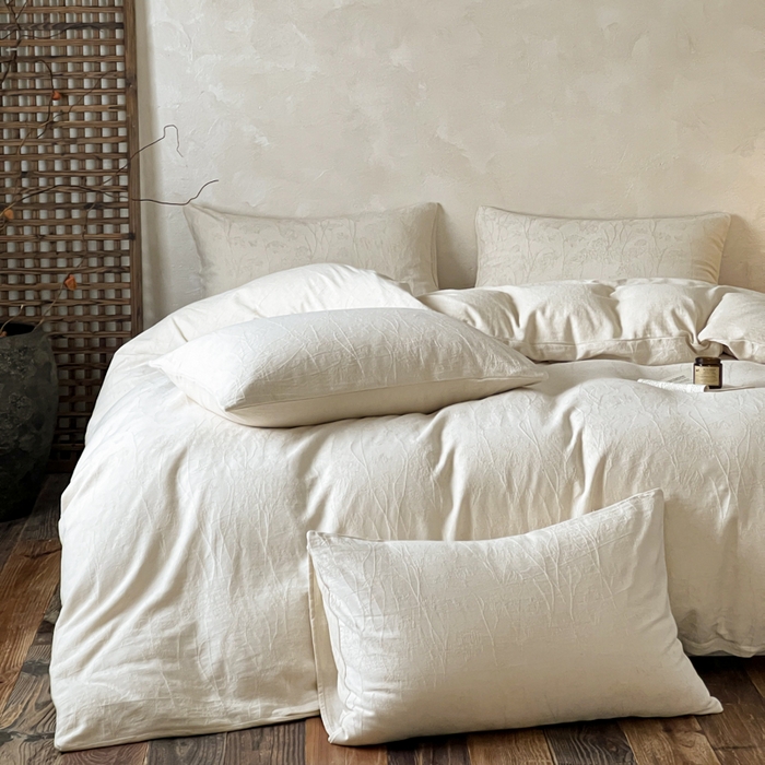 91家纺网 家纺一手货源 找家纺 乐家毛巾被（工厂自产自销） 2026新款棉麻提花四件套 棉麻-花枝