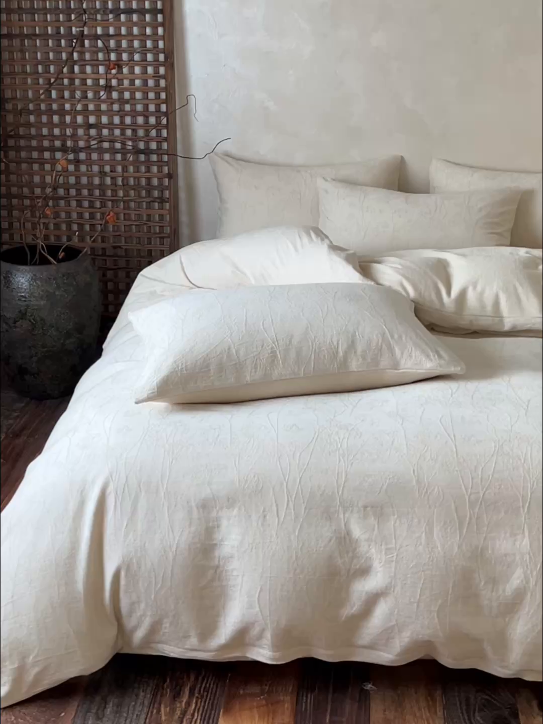 91家纺网 家纺一手货源 找家纺 乐家毛巾被（工厂自产自销） 2026新款棉麻提花四件套 棉麻-花枝