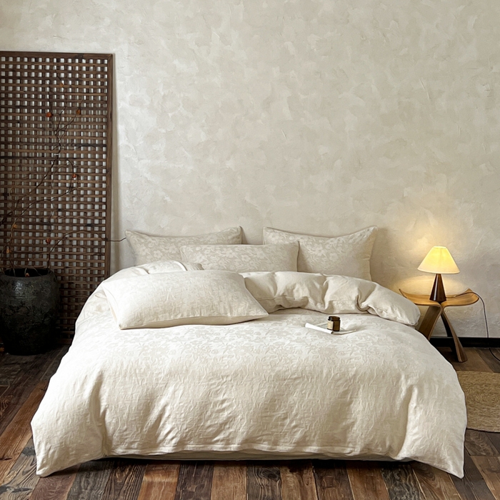 91家纺网 家纺一手货源 找家纺 乐家毛巾被（工厂自产自销） 2026新款棉麻提花四件套 棉麻-沐花