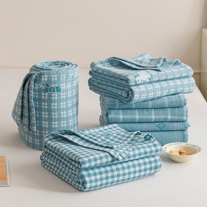 91家纺网 家纺一手货源 找家纺 （总）悦然毛巾被 2026新款色织水洗棉盖毯安心棉床盖全棉纱布毛巾被夏被夏凉被空调被