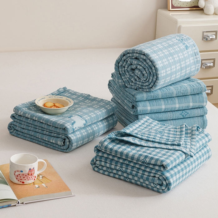 91家纺网 家纺一手货源 找家纺 （总）悦然毛巾被 2026新款色织水洗棉盖毯安心棉床盖全棉纱布毛巾被夏被夏凉被空调被