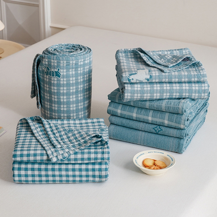 91家纺网 家纺一手货源 找家纺 （总）悦然毛巾被 2026新款色织水洗棉盖毯安心棉床盖全棉纱布毛巾被夏被夏凉被空调被