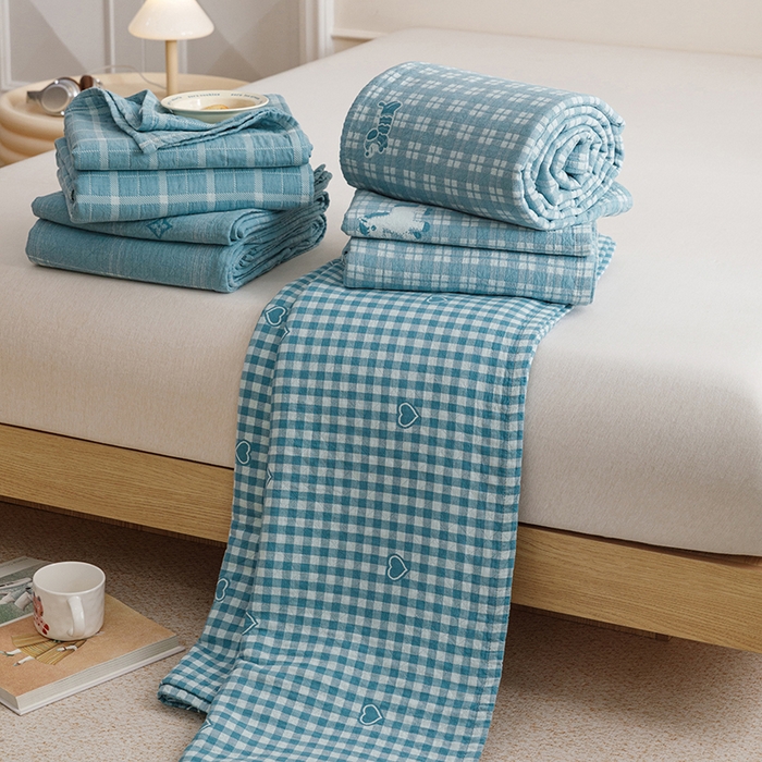 91家纺网 家纺一手货源 找家纺 （总）悦然毛巾被 2026新款色织水洗棉盖毯安心棉床盖全棉纱布毛巾被夏被夏凉被空调被