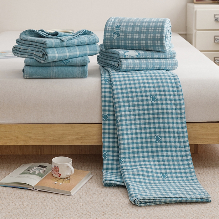 91家纺网 家纺一手货源 找家纺 （总）悦然毛巾被 2026新款色织水洗棉盖毯安心棉床盖全棉纱布毛巾被夏被夏凉被空调被