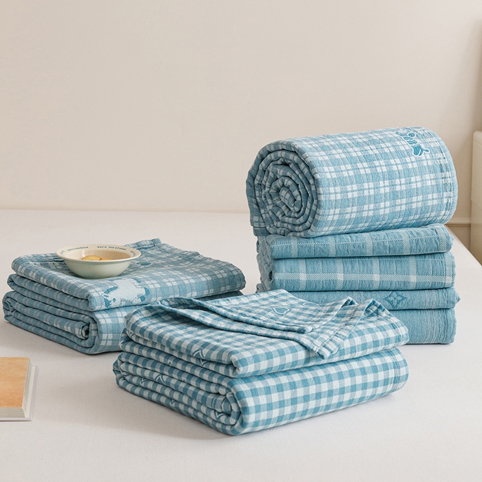 91家纺网 家纺一手货源 找家纺 悦然毛巾被 2026新款色织水洗棉盖毯安心棉床盖全棉纱布毛巾被夏被夏凉被空调被 组合图仅供展示不可下单