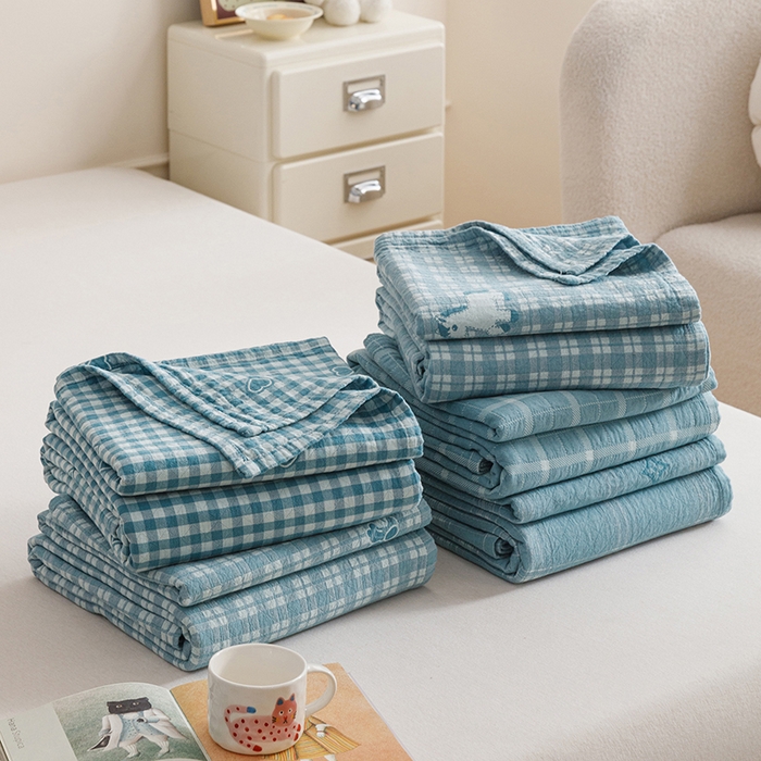 91家纺网 家纺一手货源 找家纺 （总）悦然毛巾被 2026新款色织水洗棉盖毯安心棉床盖全棉纱布毛巾被夏被夏凉被空调被