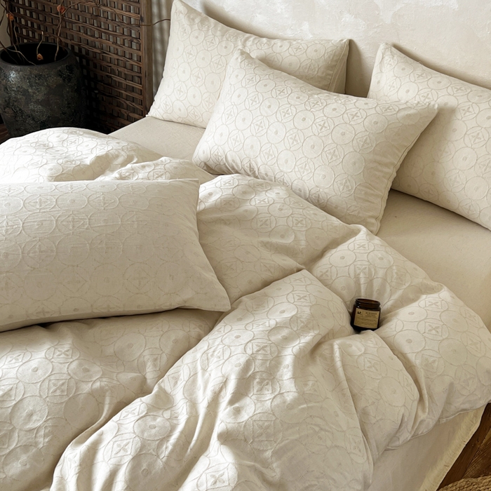 91家纺网 家纺一手货源 找家纺 乐家毛巾被（工厂自产自销） 2026新款棉麻提花四件套 棉麻-泡沫