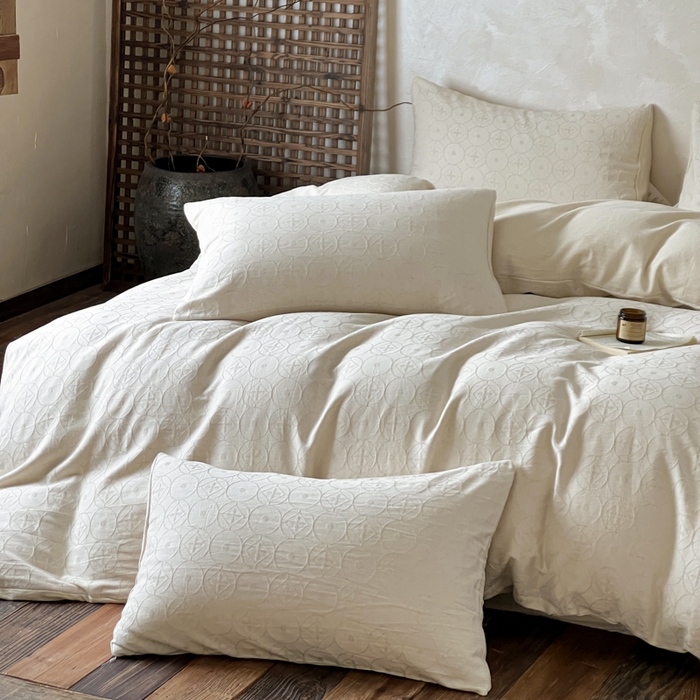 91家纺网 家纺一手货源 找家纺 乐家毛巾被（工厂自产自销） 2026新款棉麻提花四件套 棉麻-泡沫