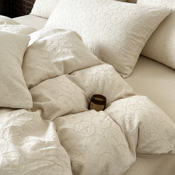 91家纺网 家纺一手货源 找家纺 乐家毛巾被（工厂自产自销） 2026新款棉麻提花四件套 棉麻-泡沫