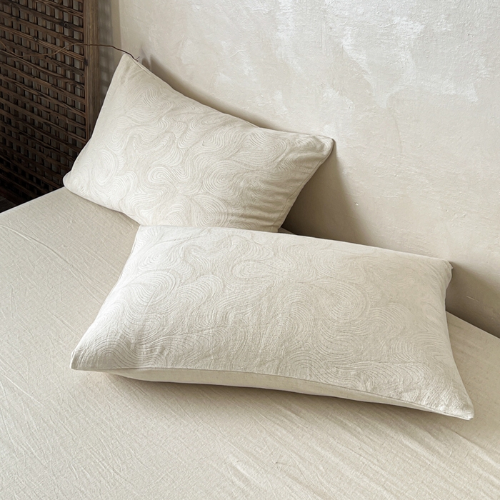 91家纺网 家纺一手货源 找家纺 乐家毛巾被（工厂自产自销） 2026新款棉麻提花四件套 棉麻-柔纹