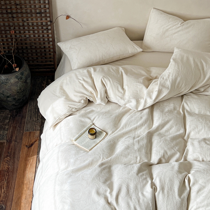 91家纺网 家纺一手货源 找家纺 乐家毛巾被（工厂自产自销） 2026新款棉麻提花四件套 棉麻-柔纹