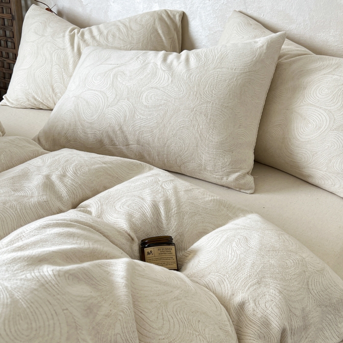 91家纺网 家纺一手货源 找家纺 乐家毛巾被（工厂自产自销） 2026新款棉麻提花四件套 棉麻-柔纹