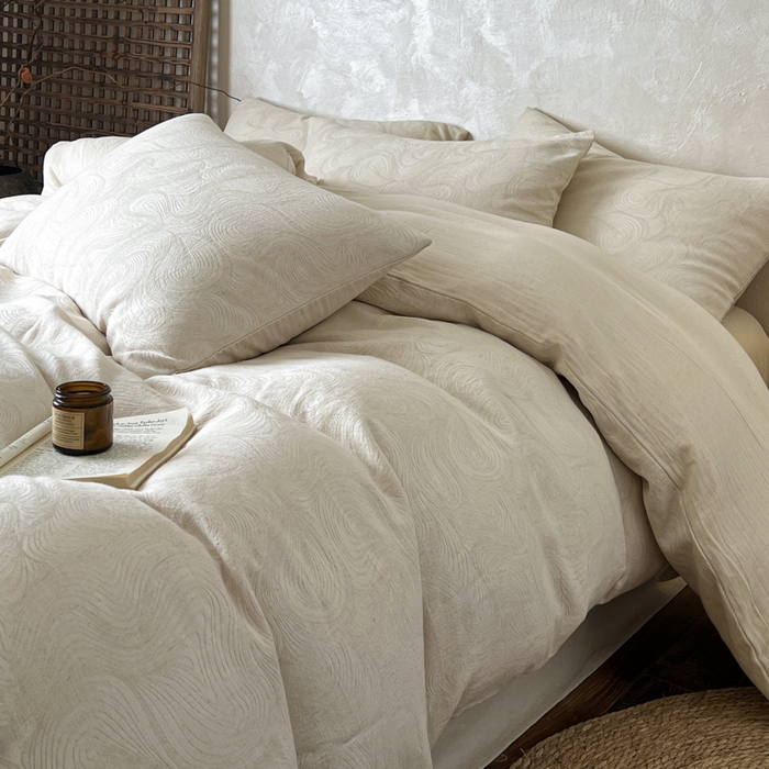 91家纺网 家纺一手货源 找家纺 乐家毛巾被（工厂自产自销） 2026新款棉麻提花四件套 棉麻-柔纹