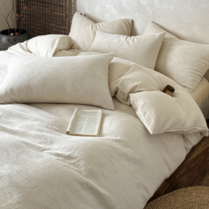 91家纺网 家纺一手货源 找家纺 乐家毛巾被（工厂自产自销） 2026新款棉麻提花四件套 棉麻-柔纹