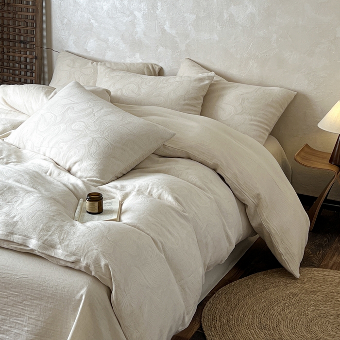 91家纺网 家纺一手货源 找家纺 乐家毛巾被（工厂自产自销） 2026新款棉麻提花四件套 棉麻-柔纹