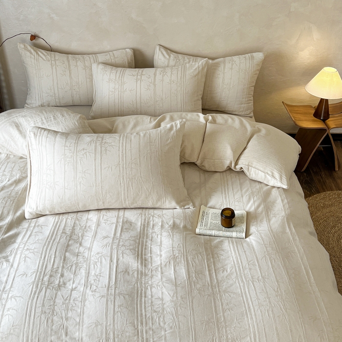 91家纺网 家纺一手货源 找家纺 乐家毛巾被（工厂自产自销） 2026新款棉麻提花四件套 棉麻-细竹