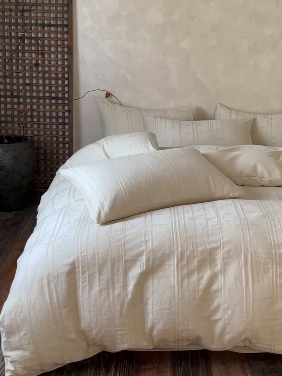 91家纺网 家纺一手货源 找家纺 乐家毛巾被（工厂自产自销） 2026新款棉麻提花四件套 棉麻-细竹