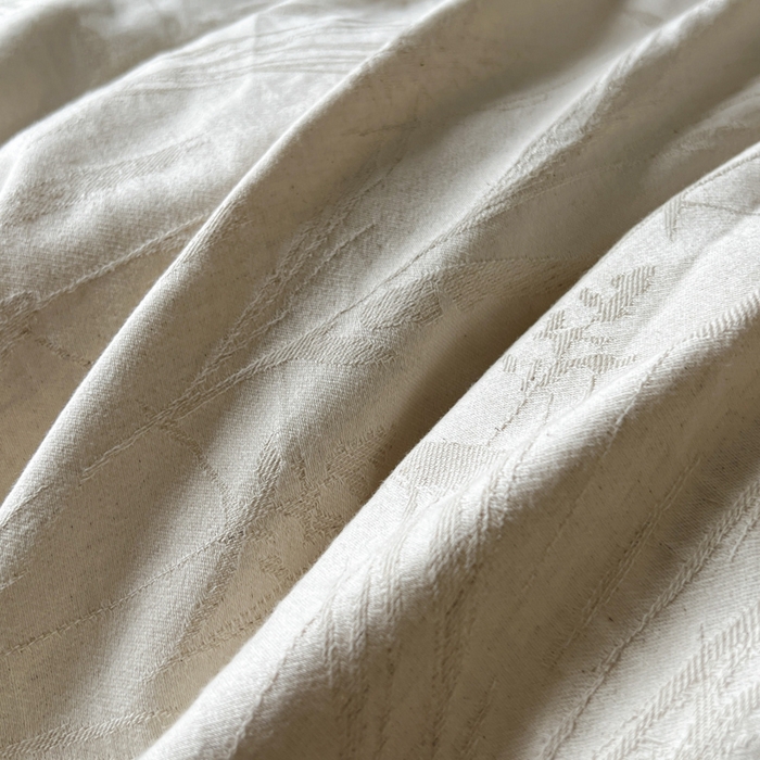 91家纺网 家纺一手货源 找家纺 乐家毛巾被（工厂自产自销） 2026新款棉麻提花四件套 棉麻-叶影