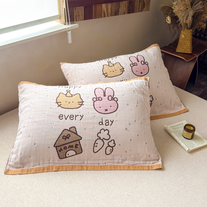 91家纺网 家纺一手货源 找家纺 （总）乐家毛巾被（工厂自产自销） 2026新款全棉纯棉四层纱布枕巾