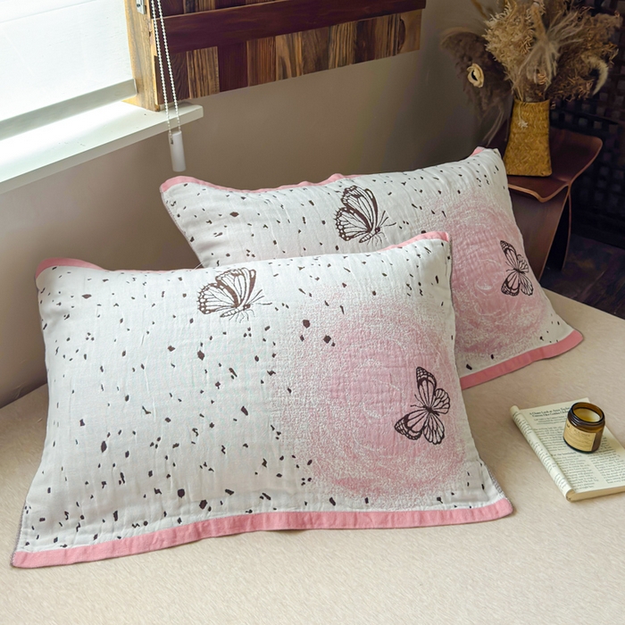 乐家毛巾被（工厂自产自销） 2026新款全棉纯棉四层纱布枕巾 春日物语