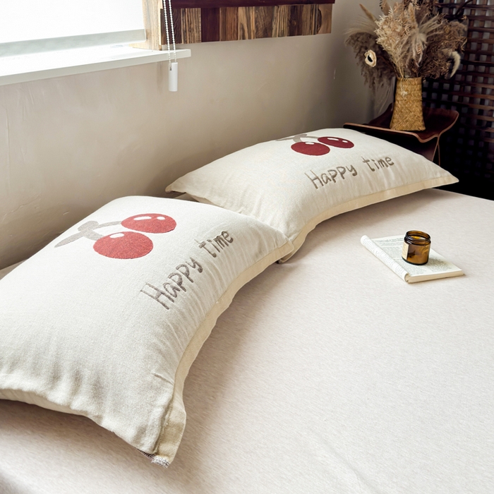 91家纺网 家纺一手货源 找家纺 乐家毛巾被（工厂自产自销） 2026新款全棉纯棉四层纱布枕巾 纯色樱桃