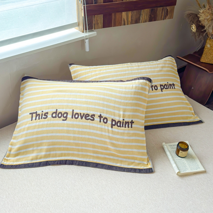 乐家毛巾被（工厂自产自销） 2026新款全棉纯棉四层纱布枕巾 简约条纹