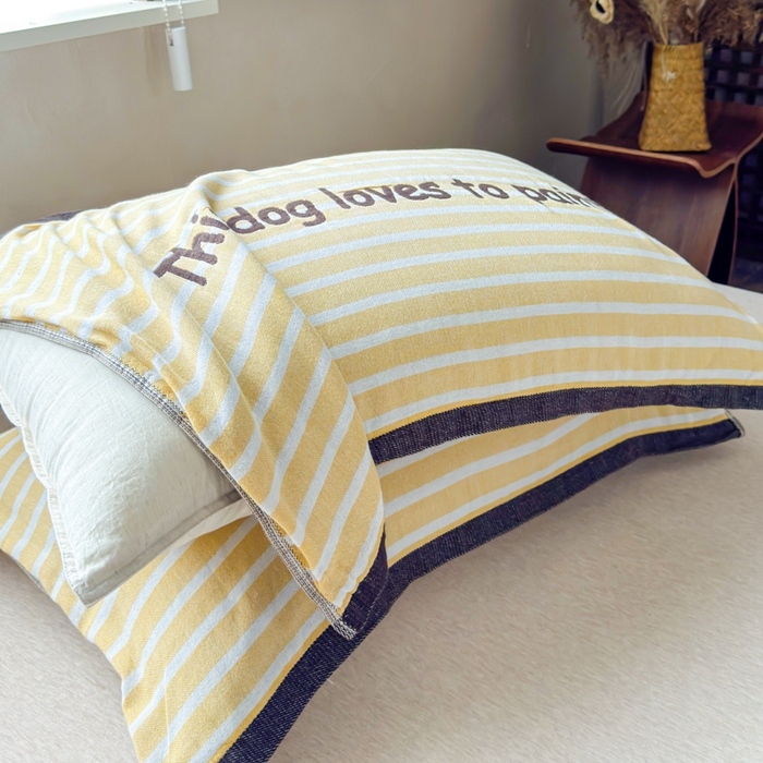 91家纺网 家纺一手货源 找家纺 乐家毛巾被（工厂自产自销） 2026新款全棉纯棉四层纱布枕巾 简约条纹