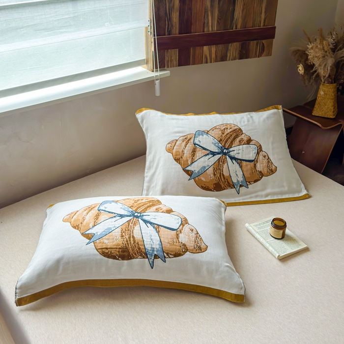 91家纺网 家纺一手货源 找家纺 乐家毛巾被（工厂自产自销） 2026新款全棉纯棉四层纱布枕巾 可颂面包