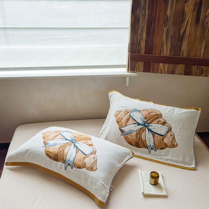 91家纺网 家纺一手货源 找家纺 乐家毛巾被（工厂自产自销） 2026新款全棉纯棉四层纱布枕巾 可颂面包