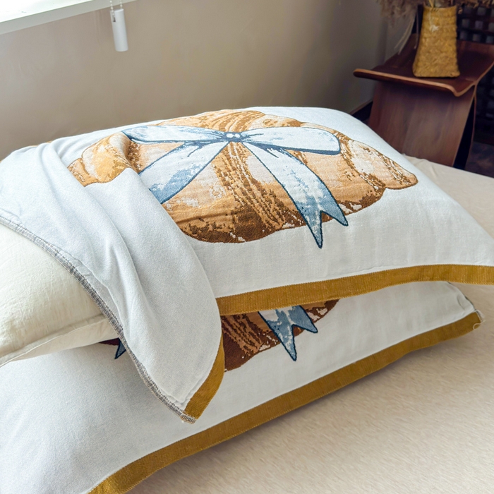 91家纺网 家纺一手货源 找家纺 乐家毛巾被（工厂自产自销） 2026新款全棉纯棉四层纱布枕巾 可颂面包