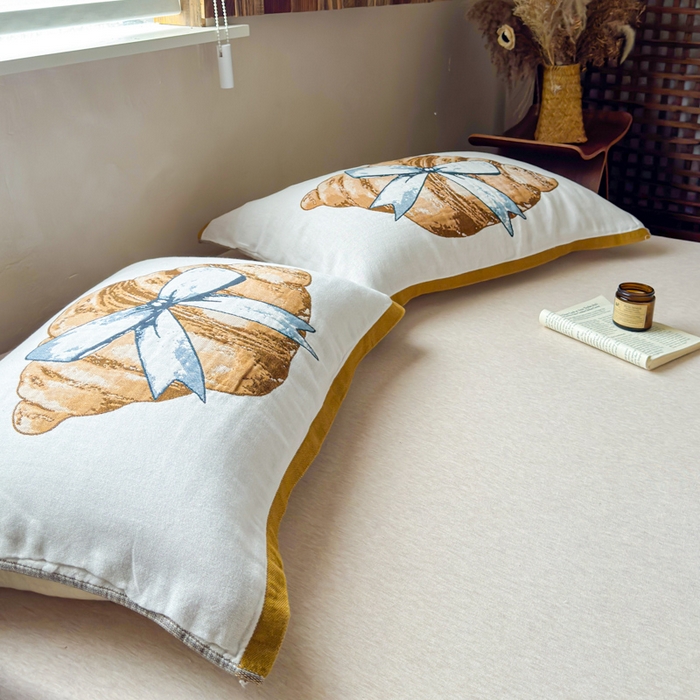 91家纺网 家纺一手货源 找家纺 乐家毛巾被（工厂自产自销） 2026新款全棉纯棉四层纱布枕巾 可颂面包