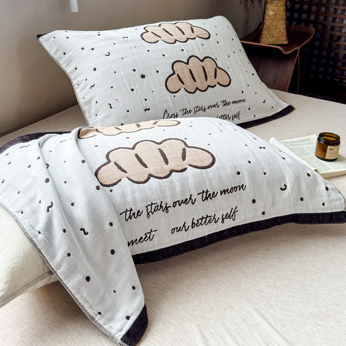 91家纺网 家纺一手货源 找家纺 乐家毛巾被（工厂自产自销） 2026新款全棉纯棉四层纱布枕巾 软糯云朵