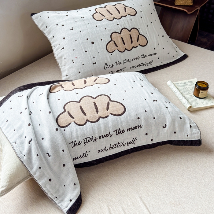 91家纺网 家纺一手货源 找家纺 乐家毛巾被（工厂自产自销） 2026新款全棉纯棉四层纱布枕巾 软糯云朵