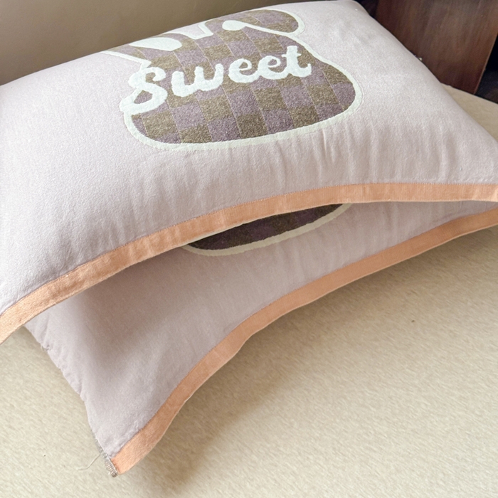 91家纺网 家纺一手货源 找家纺 乐家毛巾被（工厂自产自销） 2026新款全棉纯棉四层纱布枕巾 甜心兔