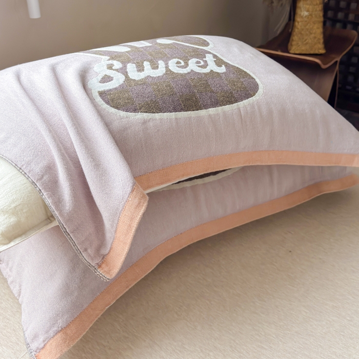 91家纺网 家纺一手货源 找家纺 乐家毛巾被（工厂自产自销） 2026新款全棉纯棉四层纱布枕巾 甜心兔