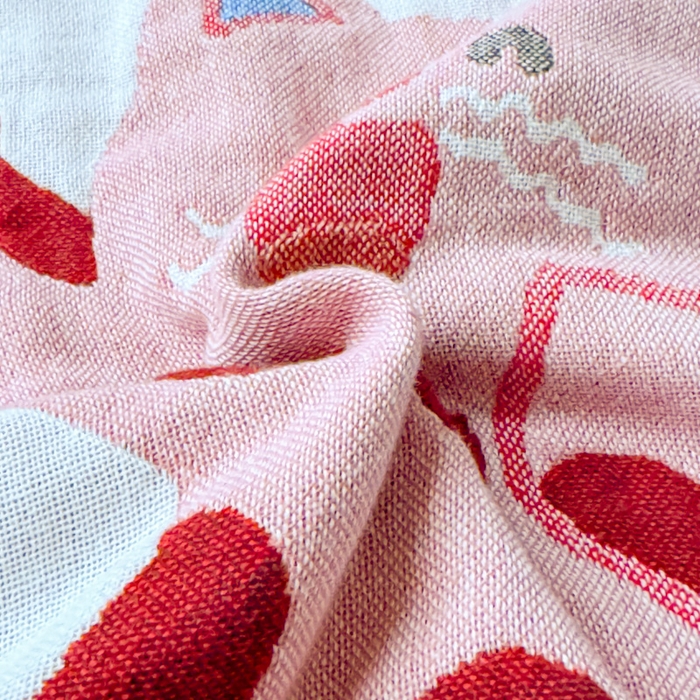 91家纺网 家纺一手货源 找家纺 乐家毛巾被（工厂自产自销） 2026新款全棉纯棉四层纱布枕巾 心心猫咪