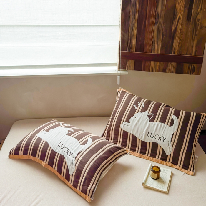 91家纺网 家纺一手货源 找家纺 乐家毛巾被（工厂自产自销） 2026新款全棉纯棉四层纱布枕巾 幸运猫