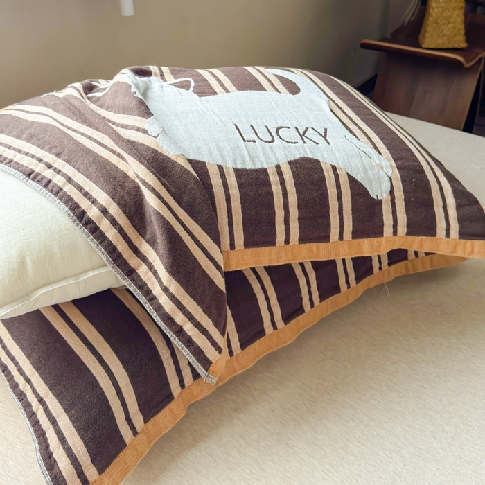 91家纺网 家纺一手货源 找家纺 乐家毛巾被（工厂自产自销） 2026新款全棉纯棉四层纱布枕巾 幸运猫