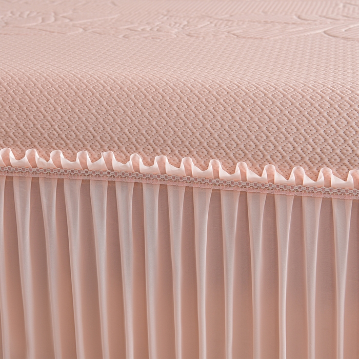 91家纺网 家纺一手货源 找家纺 （总）畅畅家纺 2026新款聚乙烯中分子凉感冰感凉豆豆凉席席子床裙三件套-欧式伴夏