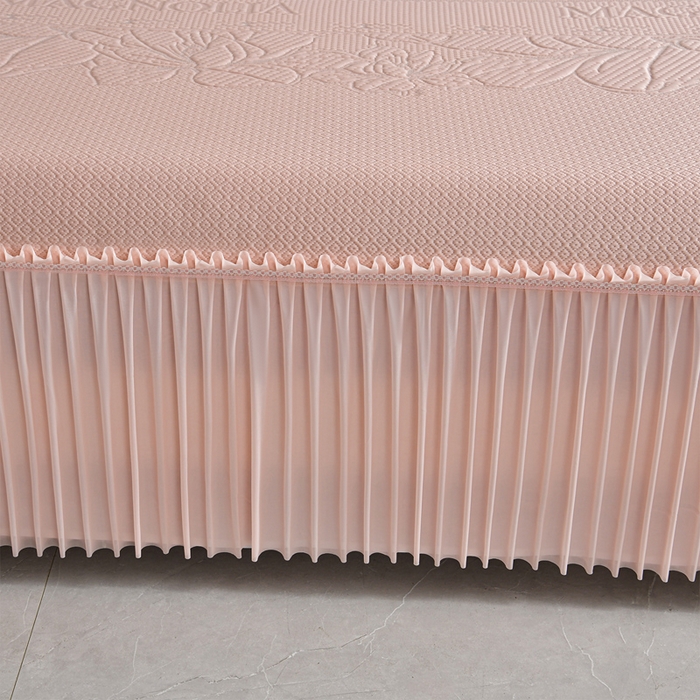 91家纺网 家纺一手货源 找家纺 （总）畅畅家纺 2026新款聚乙烯中分子凉感冰感凉豆豆凉席席子床裙三件套-欧式伴夏