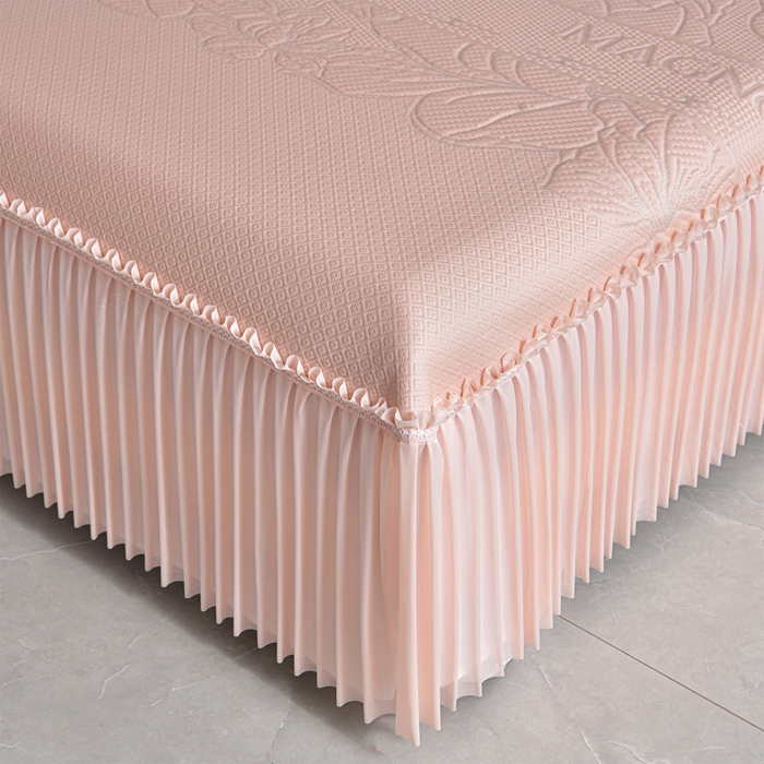 91家纺网 家纺一手货源 找家纺 （总）畅畅家纺 2026新款聚乙烯中分子凉感冰感凉豆豆凉席席子床裙三件套-欧式伴夏