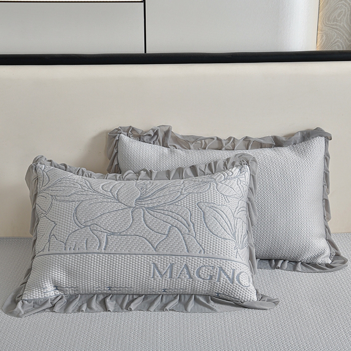 91家纺网 家纺一手货源 找家纺 畅畅家纺 2026新款聚乙烯中分子凉感冰感凉豆豆凉席席子床裙三件套-欧式伴夏 伴夏-灰