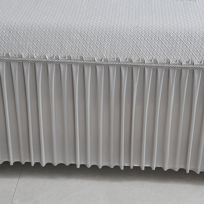 91家纺网 家纺一手货源 找家纺 畅畅家纺 2026新款聚乙烯中分子凉感冰感凉豆豆凉席席子床裙三件套-欧式伴夏 伴夏-灰