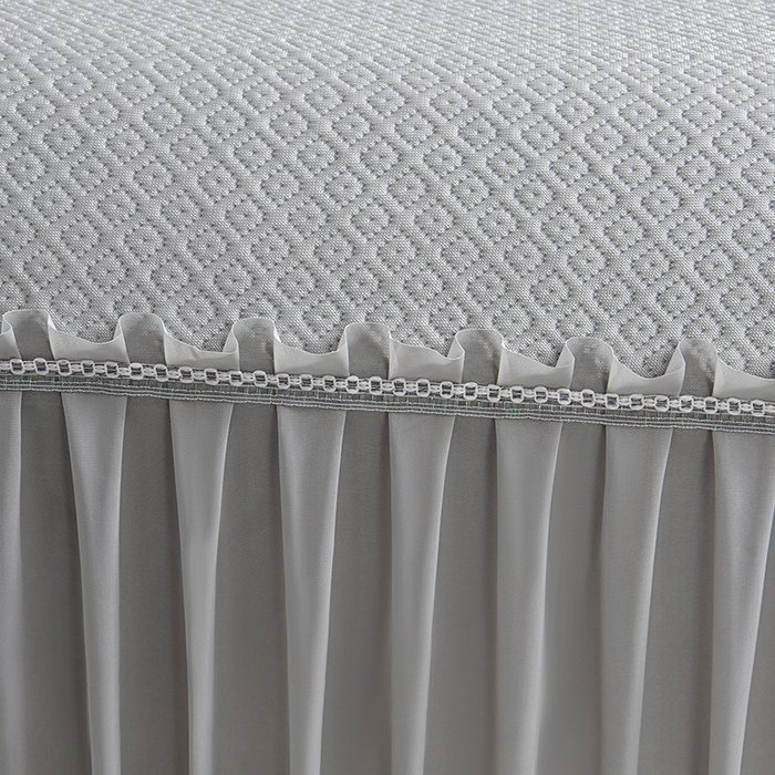 91家纺网 家纺一手货源 找家纺 畅畅家纺 2026新款聚乙烯中分子凉感冰感凉豆豆凉席席子床裙三件套-欧式伴夏 伴夏-灰