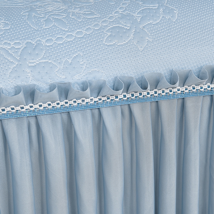 91家纺网 家纺一手货源 找家纺 畅畅家纺 2026新款聚乙烯中分子凉感冰感凉豆豆凉席席子床裙三件套-欧式伴夏 欧式-蓝