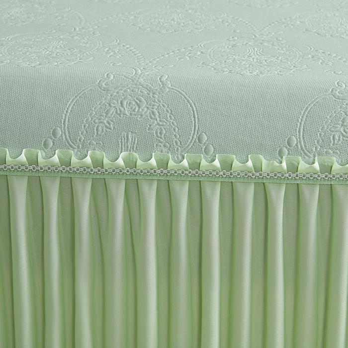 91家纺网 家纺一手货源 找家纺 畅畅家纺 2026新款聚乙烯中分子凉感冰感凉豆豆凉席席子床裙三件套-欧式伴夏 欧式-绿